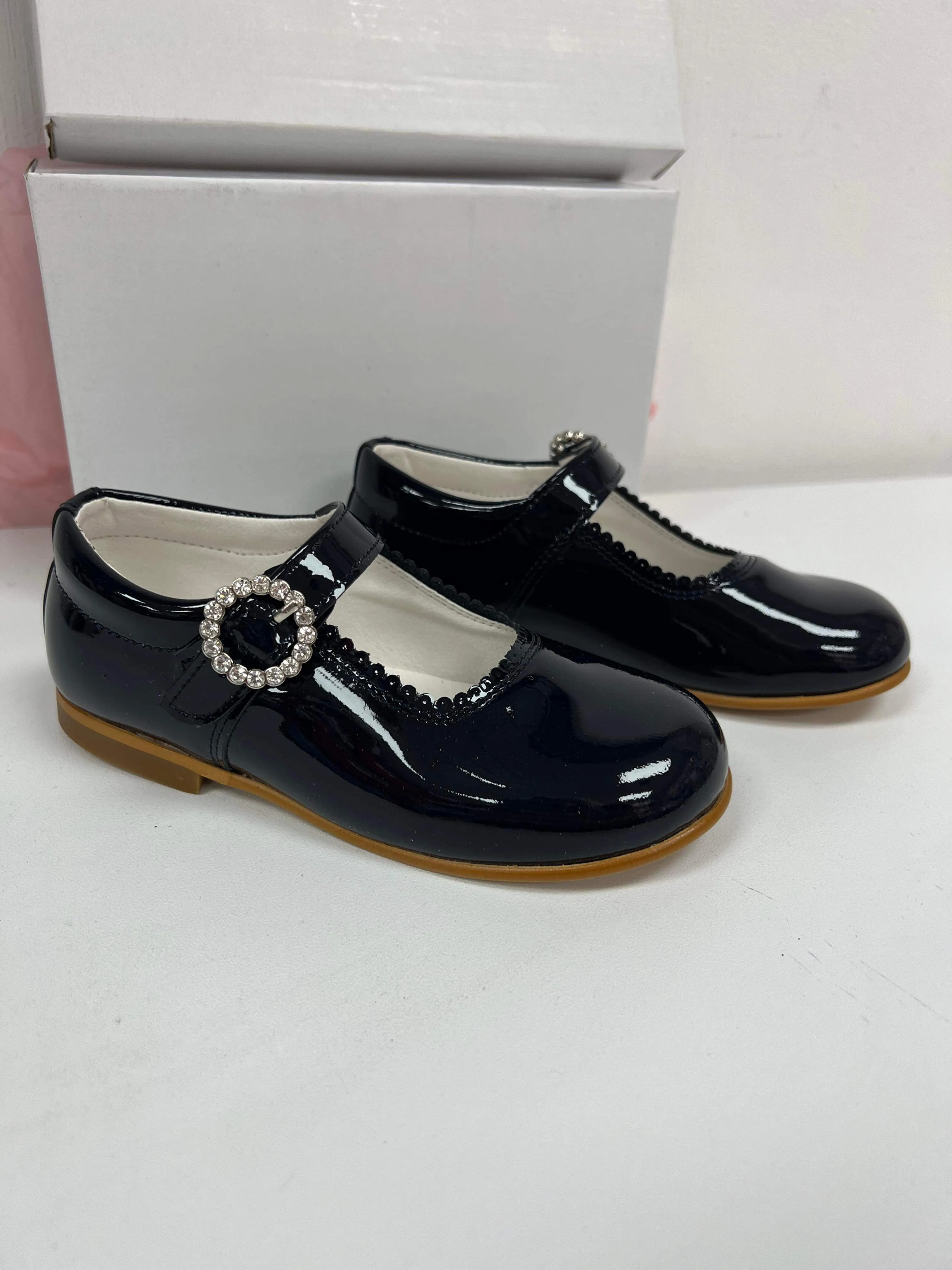 6270-1 Navy Shoe with Diamante Buckle