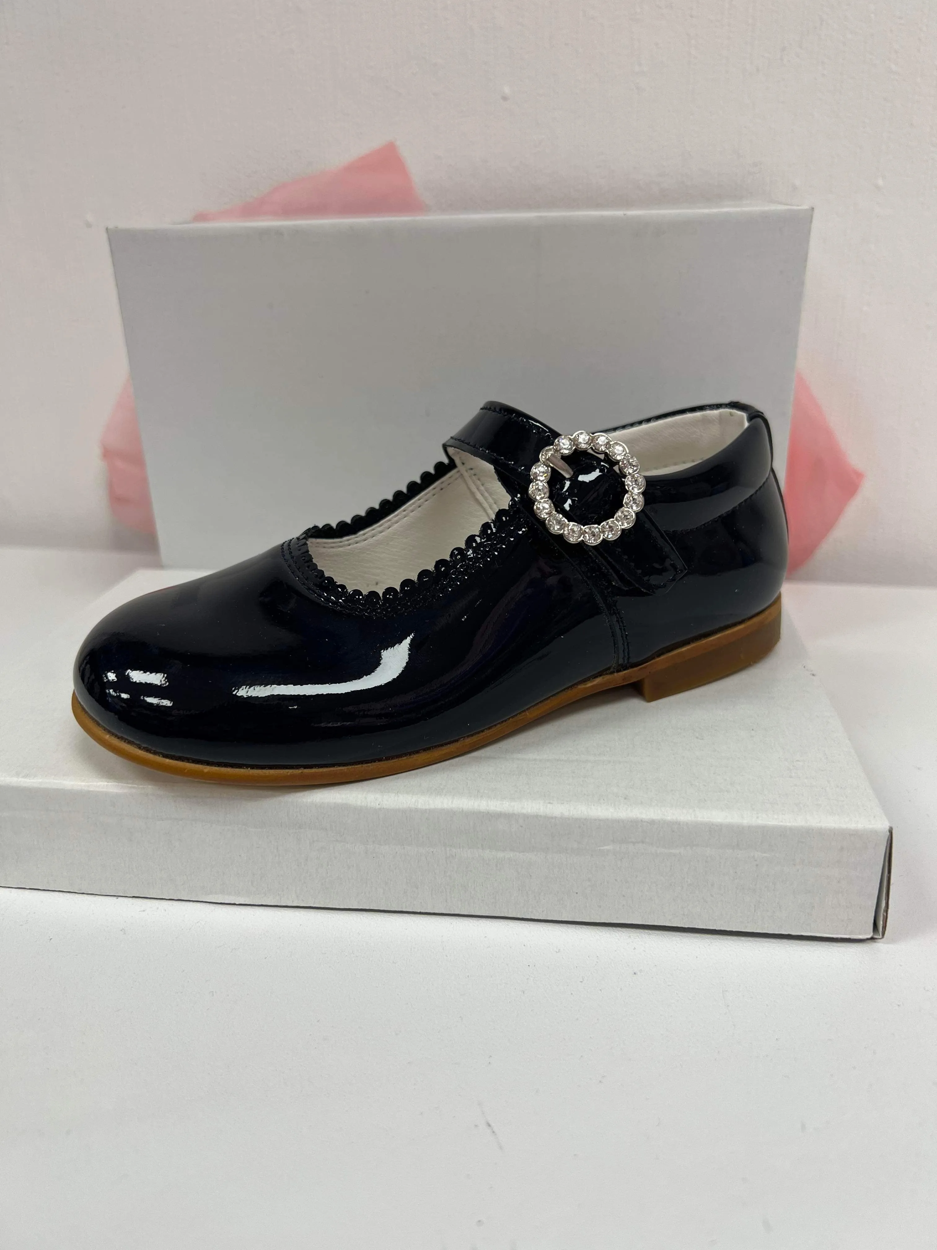 6270-1 Navy Shoe with Diamante Buckle