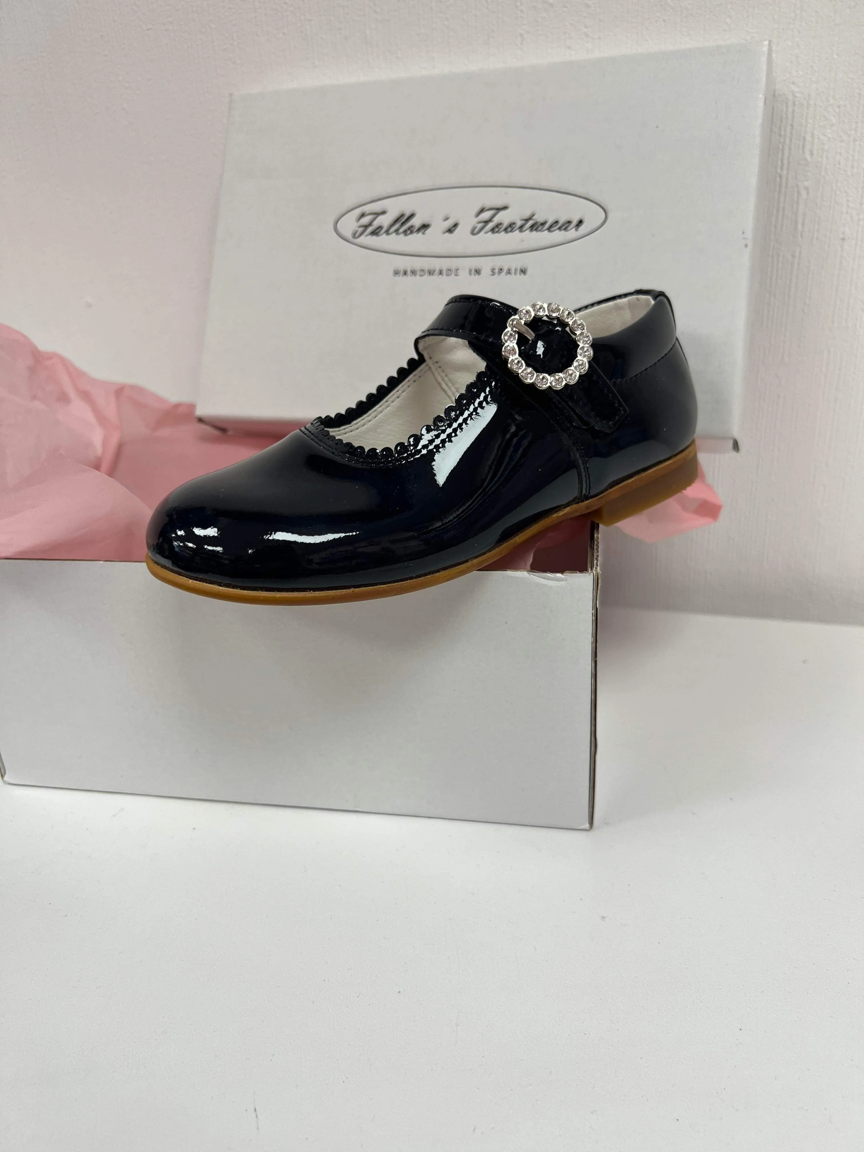 6270-1 Navy Shoe with Diamante Buckle