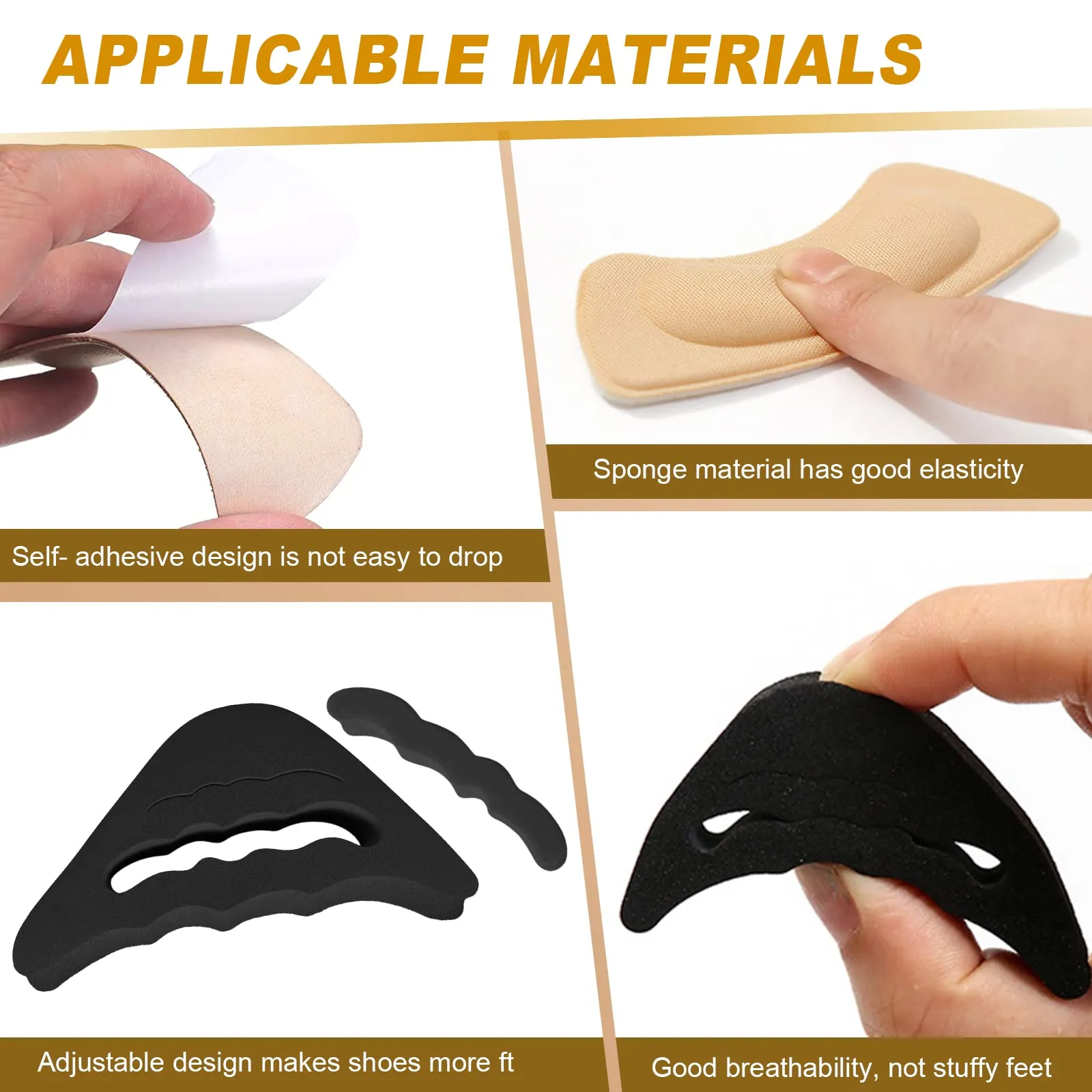 8 Pairs High Heel Cushion Pads, Wanglaism Shoe Filler Adjustable Toe Filler Inserts Heel Grips Liner Insert for Men Women Too Big Shoe, Fit Most Shoes