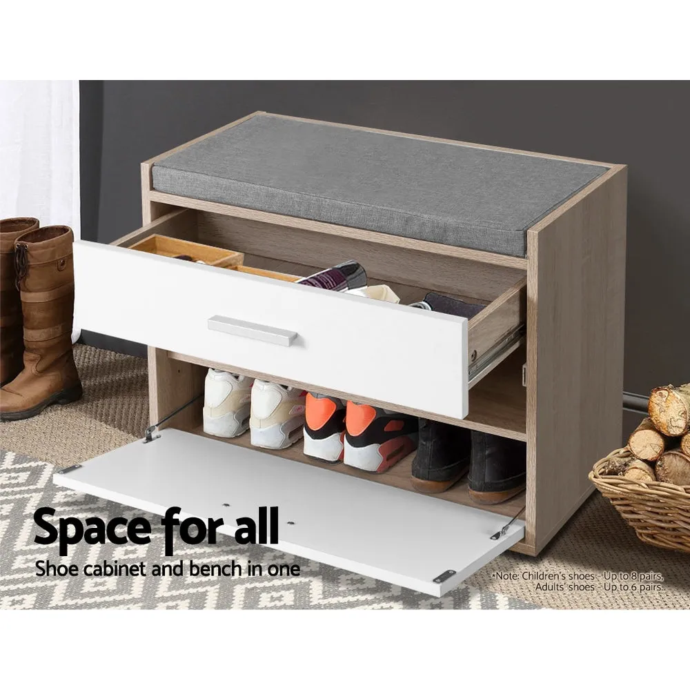 Adjustable Shoe Cabinet Bench with Fabric Seat - Artiss