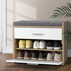 Adjustable Shoe Cabinet Bench with Fabric Seat - Artiss