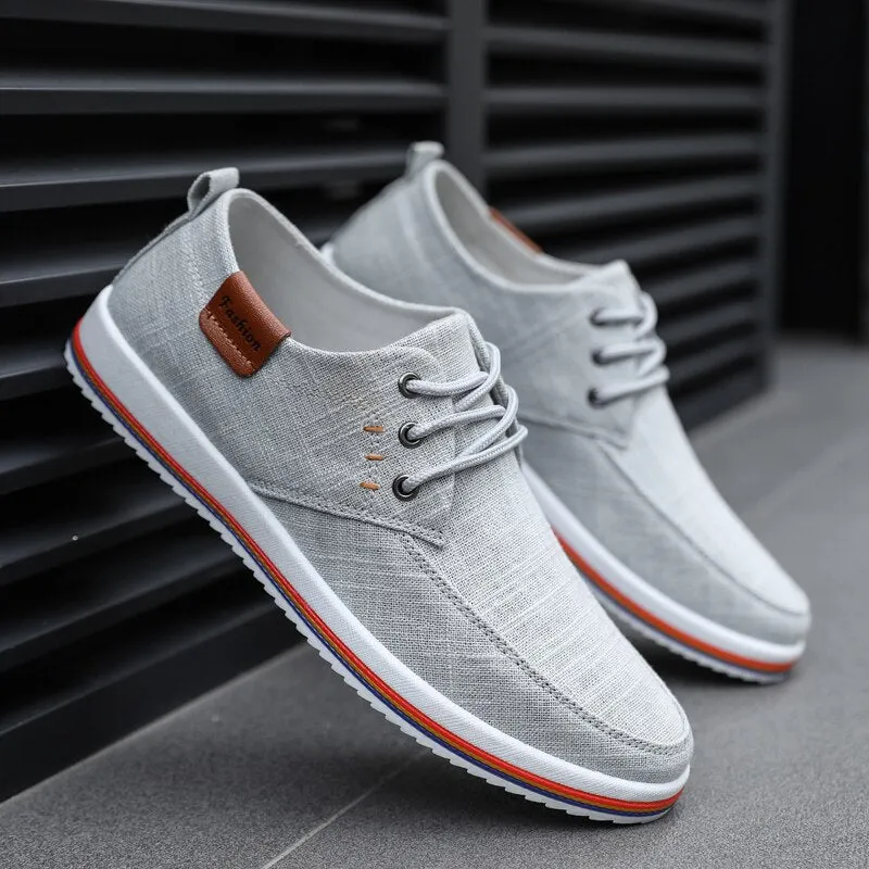 Advbridge Hot Sale Casual Footwear Mens Summer Breathable Hemp Man Shoes Hard-Wearing Casual Sneakers Men Lace-up Casual Shoe Men