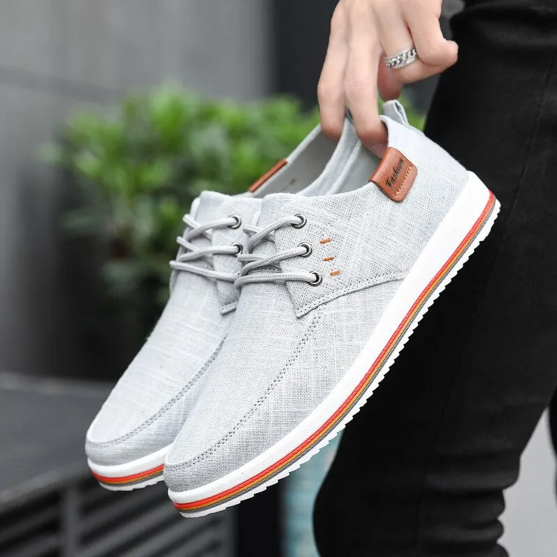 Advbridge Hot Sale Casual Footwear Mens Summer Breathable Hemp Man Shoes Hard-Wearing Casual Sneakers Men Lace-up Casual Shoe Men