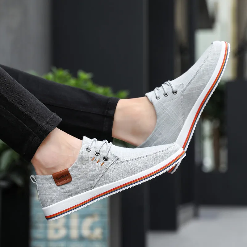 Advbridge Hot Sale Casual Footwear Mens Summer Breathable Hemp Man Shoes Hard-Wearing Casual Sneakers Men Lace-up Casual Shoe Men