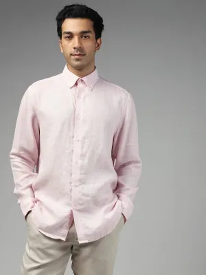 Ascot Solid Light Pink Relaxed-Fit Linen Shirt