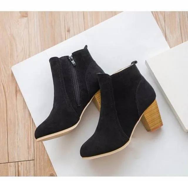 Autumn And Winter Short Cylinder Boots With High Heels Boots Shoes Martin Boots Women Ankle Boots With Thick Scrub#HDS213