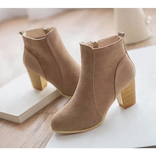 Autumn And Winter Short Cylinder Boots With High Heels Boots Shoes Martin Boots Women Ankle Boots With Thick Scrub#HDS213