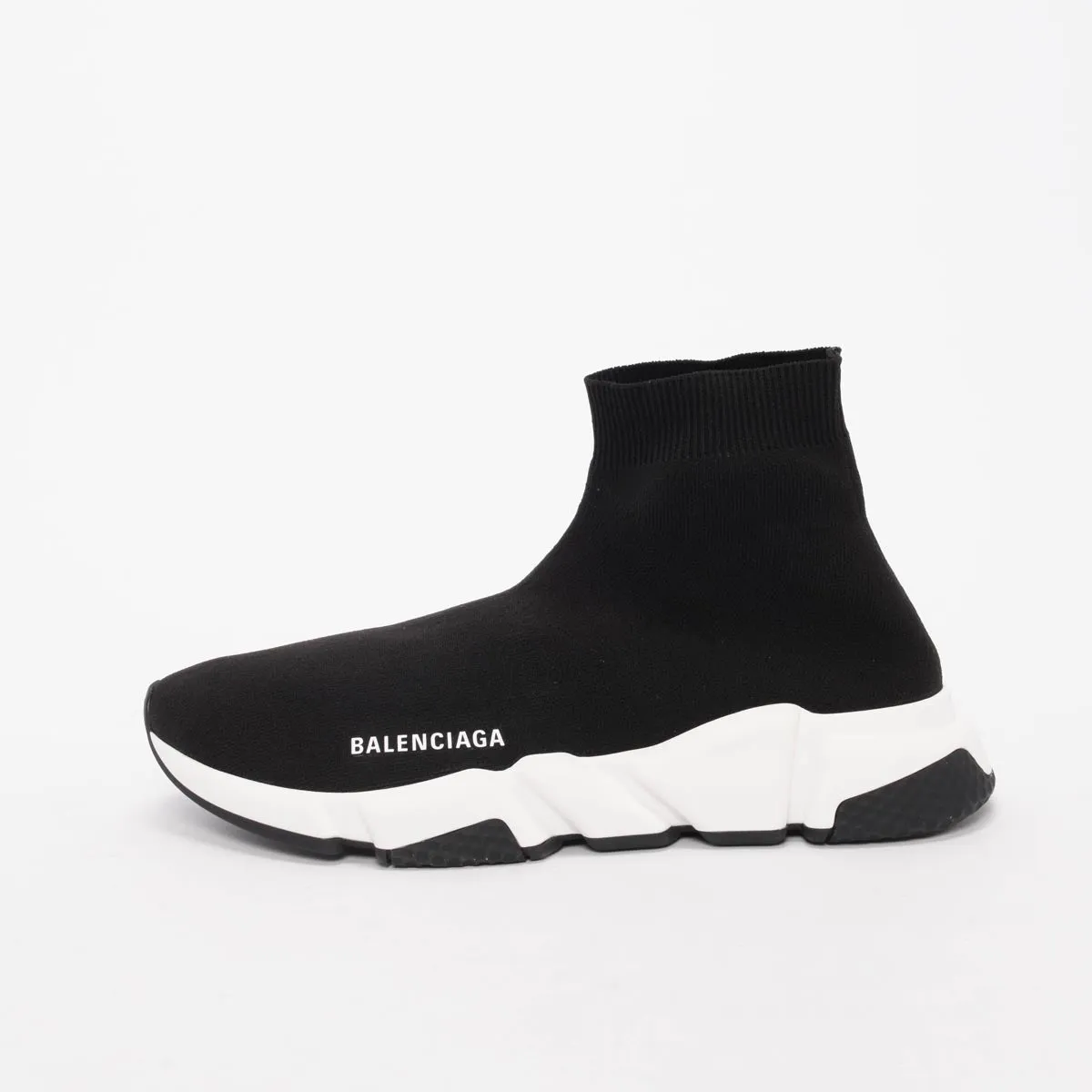 Balenciaga Black & White Knit Speed Racer Sneakers 41