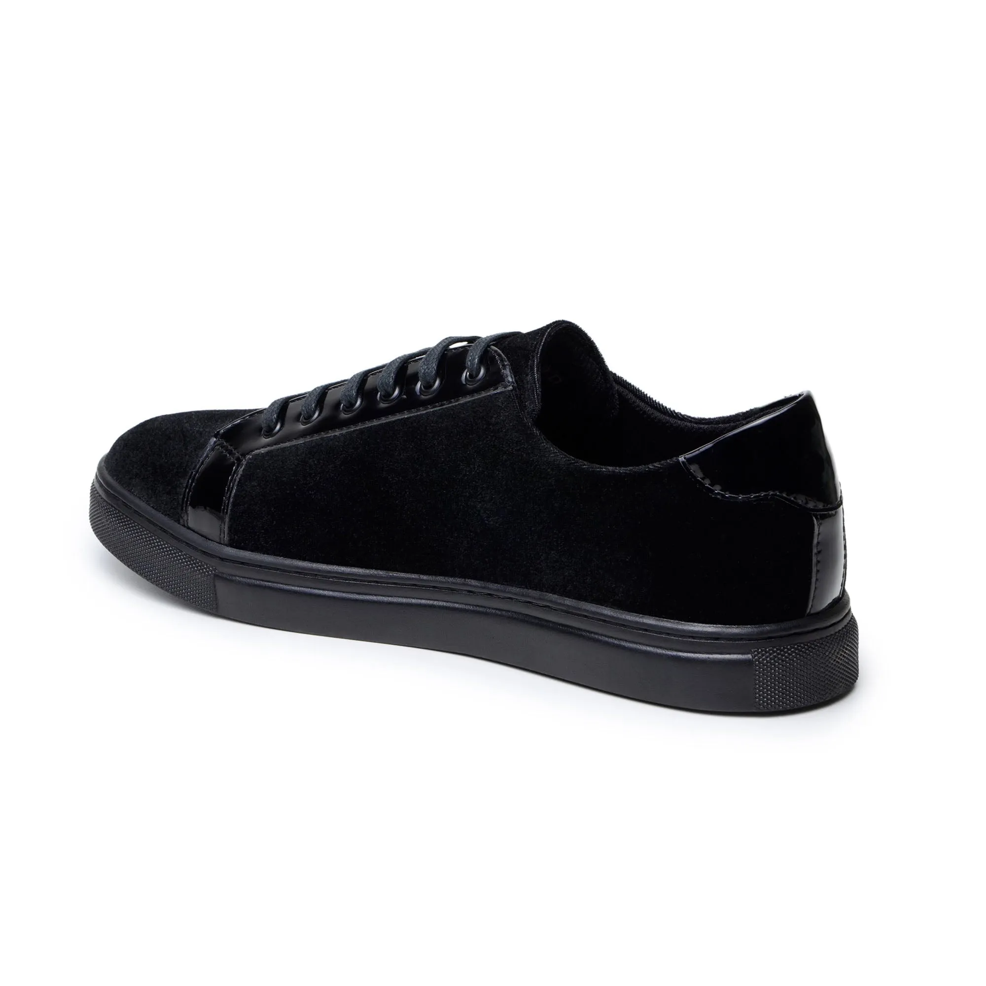 Belvedere Teo in Black Velvet & Patent Leather Sneakers