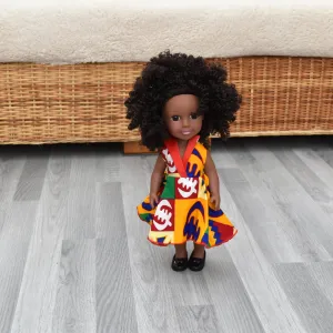 Black Doll - Afro Hair doll - Afro Doll Ankara in Doll Dress 3