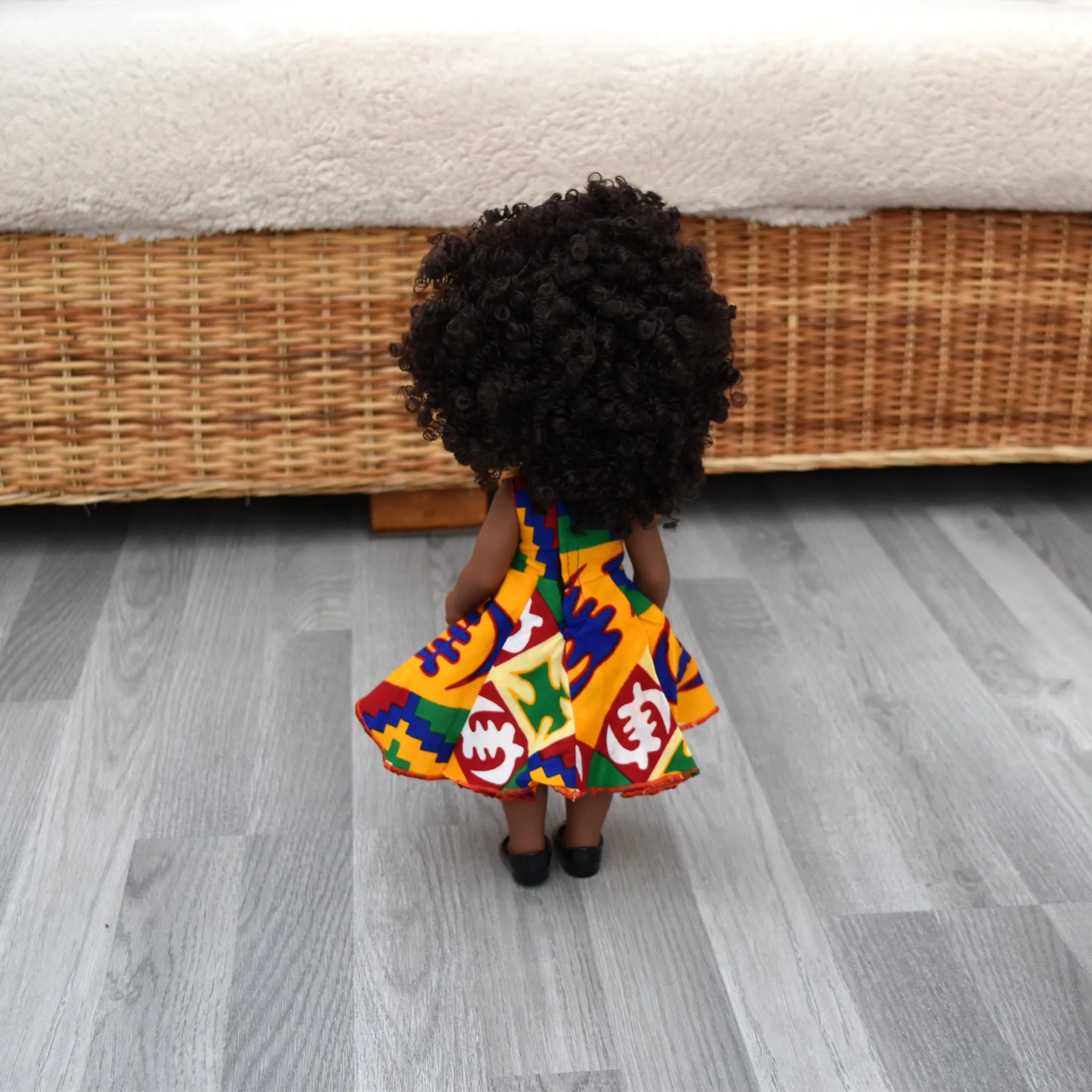 Black Doll - Afro Hair doll - Afro Doll Ankara in Doll Dress 3