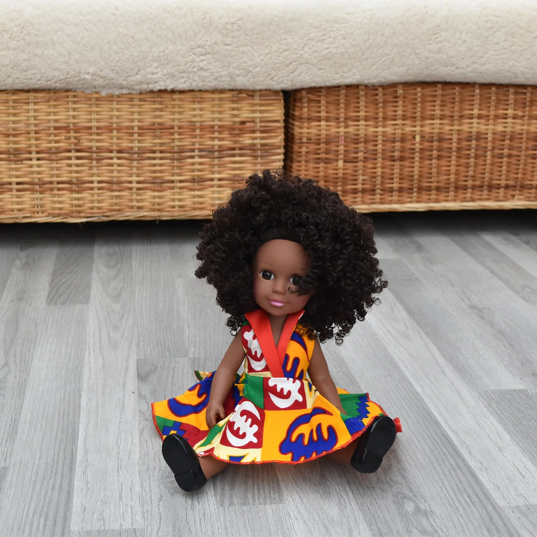 Black Doll - Afro Hair doll - Afro Doll Ankara in Doll Dress 3