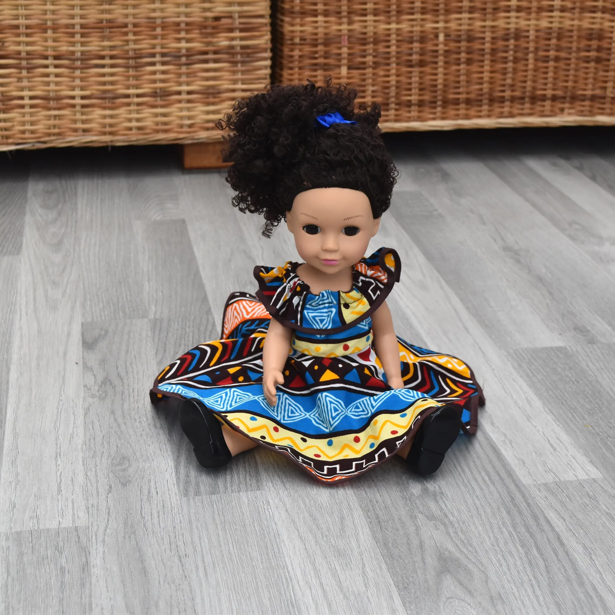 Black Doll - Afro Hair doll - Mix Race Doll - Afro Doll Ankara Doll Dress 13