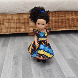 Black Doll - Afro Hair doll - Mix Race Doll - Afro Doll Ankara Doll Dress 13