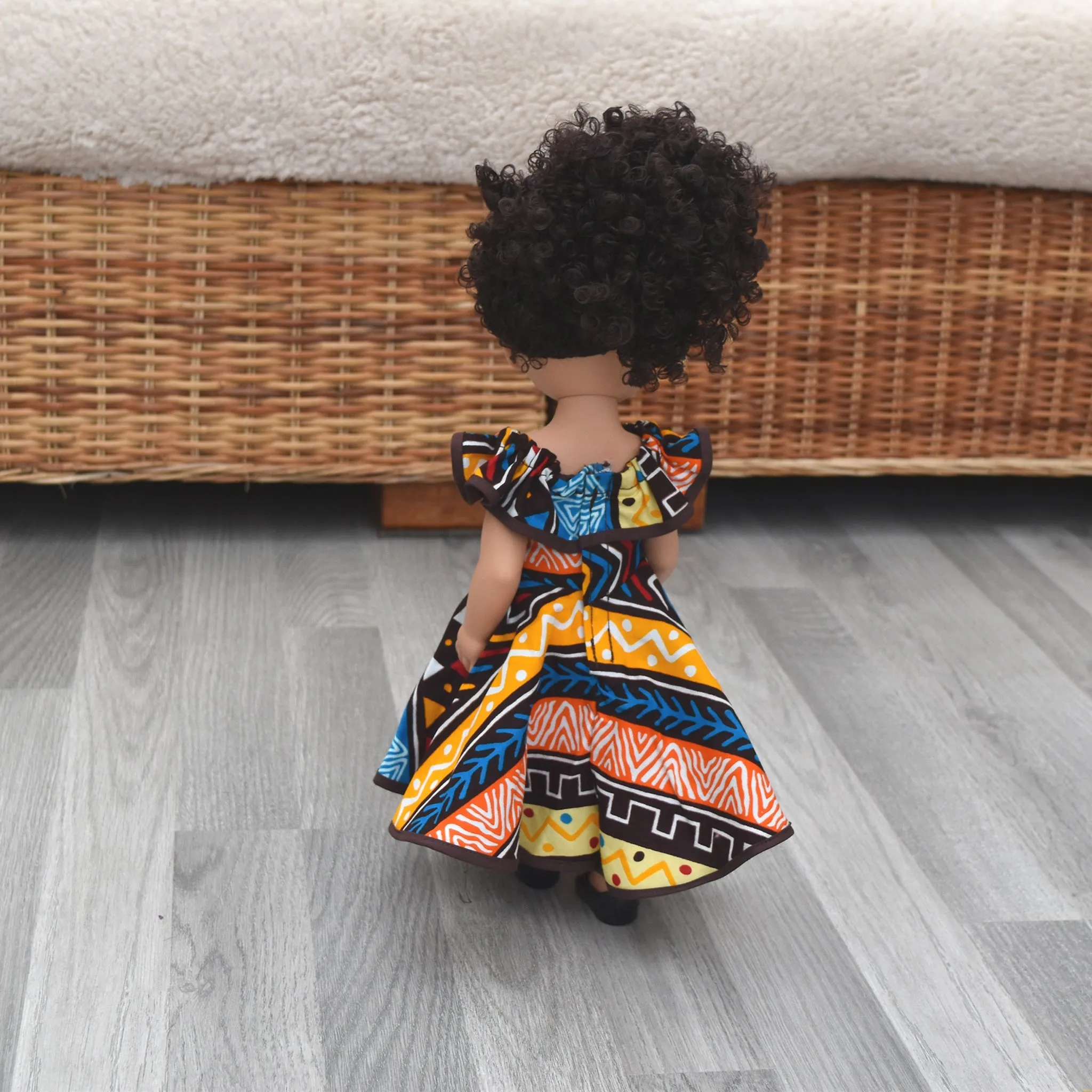 Black Doll - Afro Hair doll - Mix Race Doll - Afro Doll Ankara Doll Dress 13