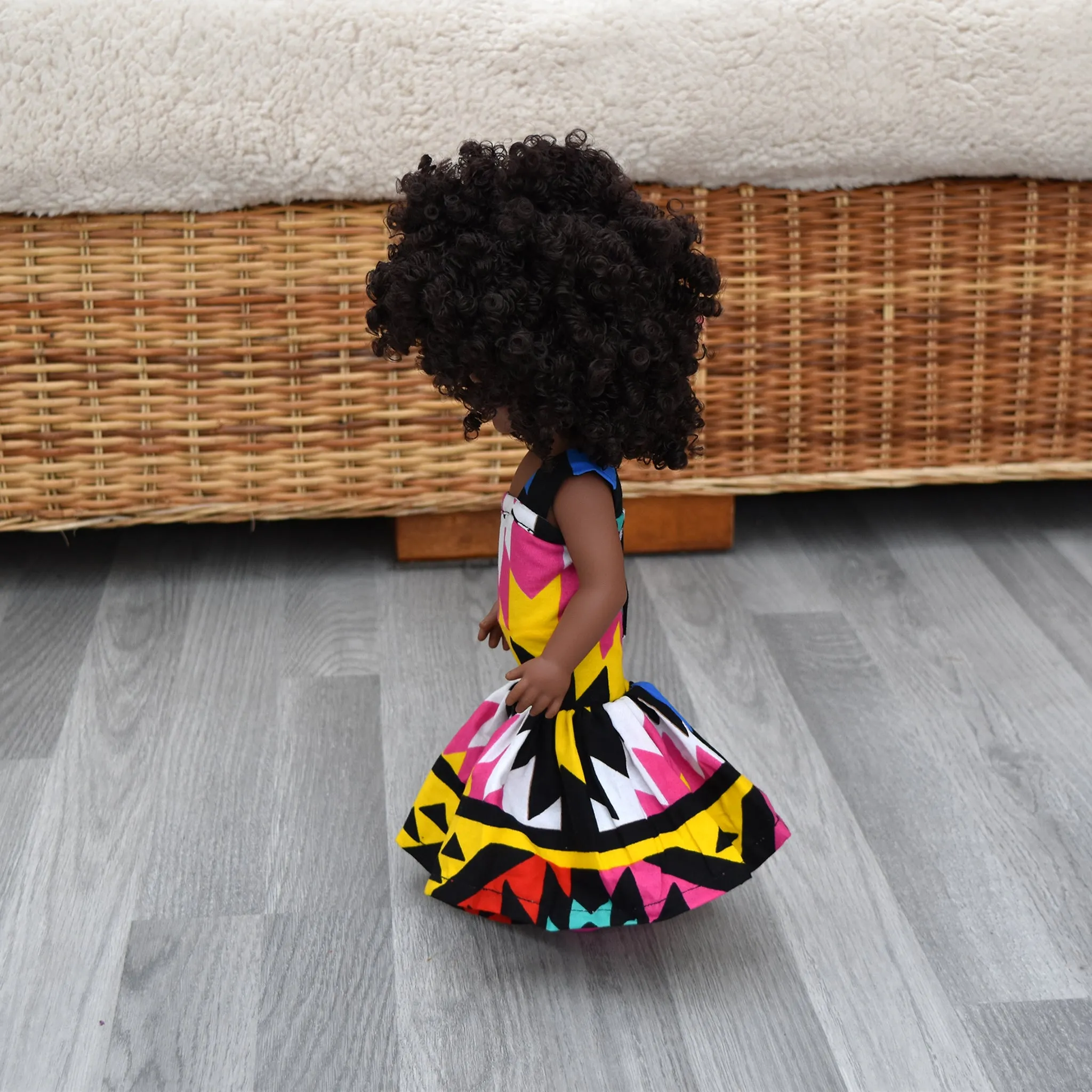 Black Doll - Afro Hair doll - Mix Race Doll - Afro Doll Ankara Doll Dress 19