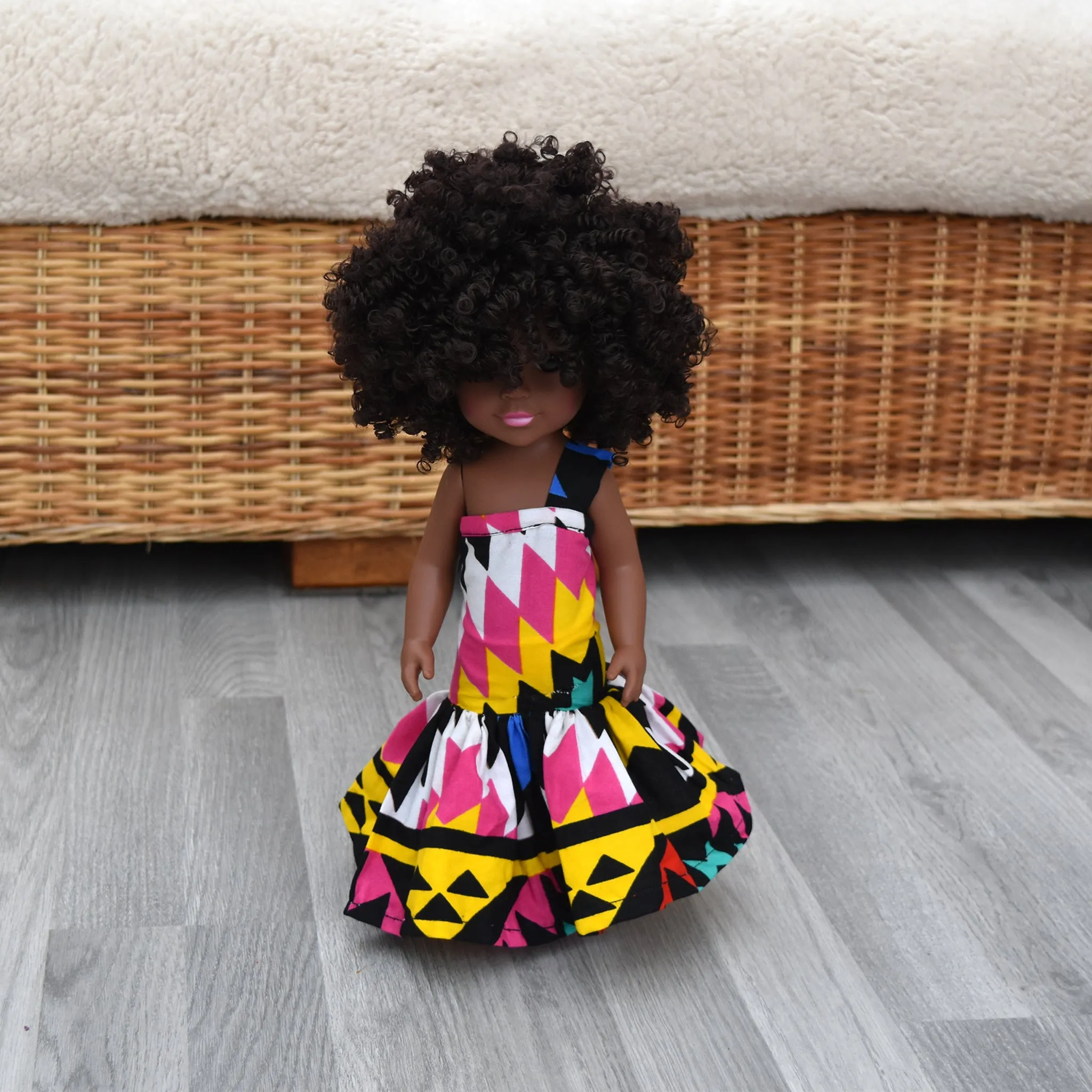 Black Doll - Afro Hair doll - Mix Race Doll - Afro Doll Ankara Doll Dress 19