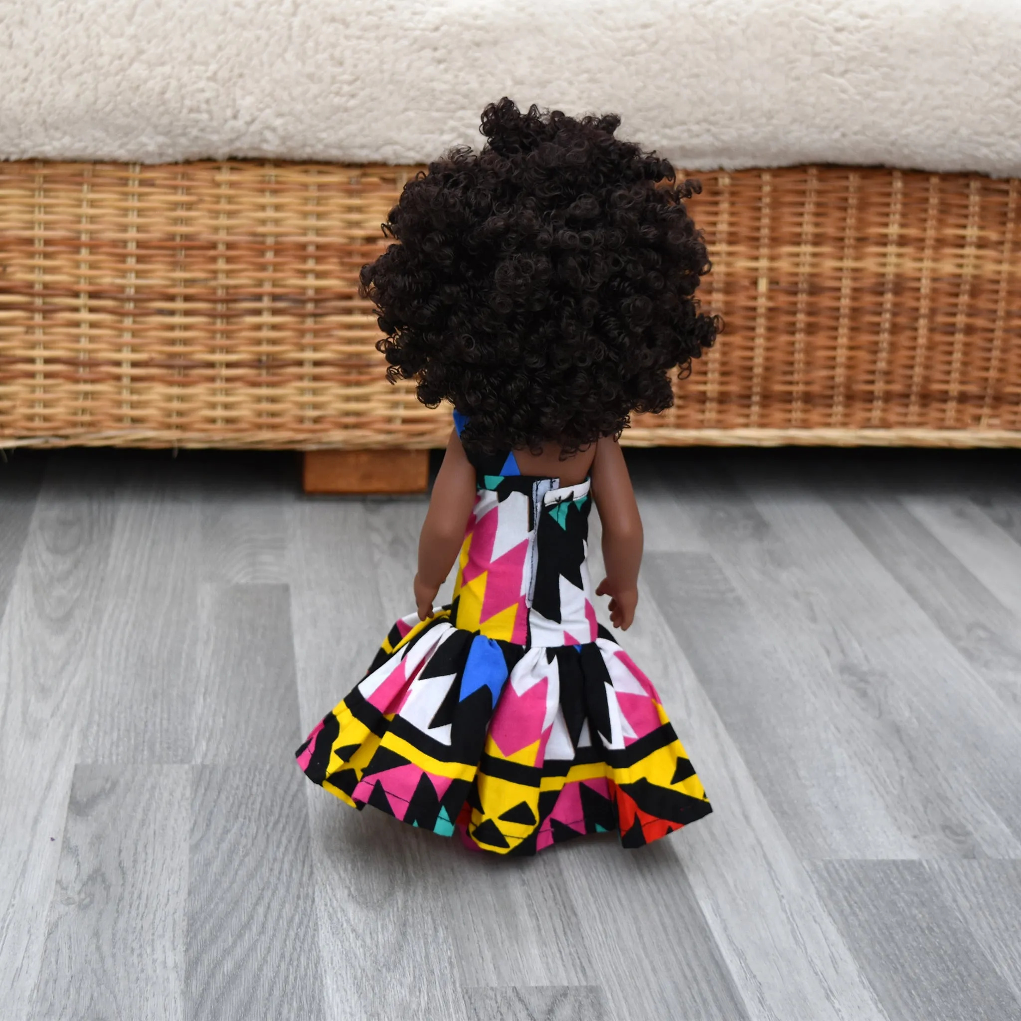 Black Doll - Afro Hair doll - Mix Race Doll - Afro Doll Ankara Doll Dress 19