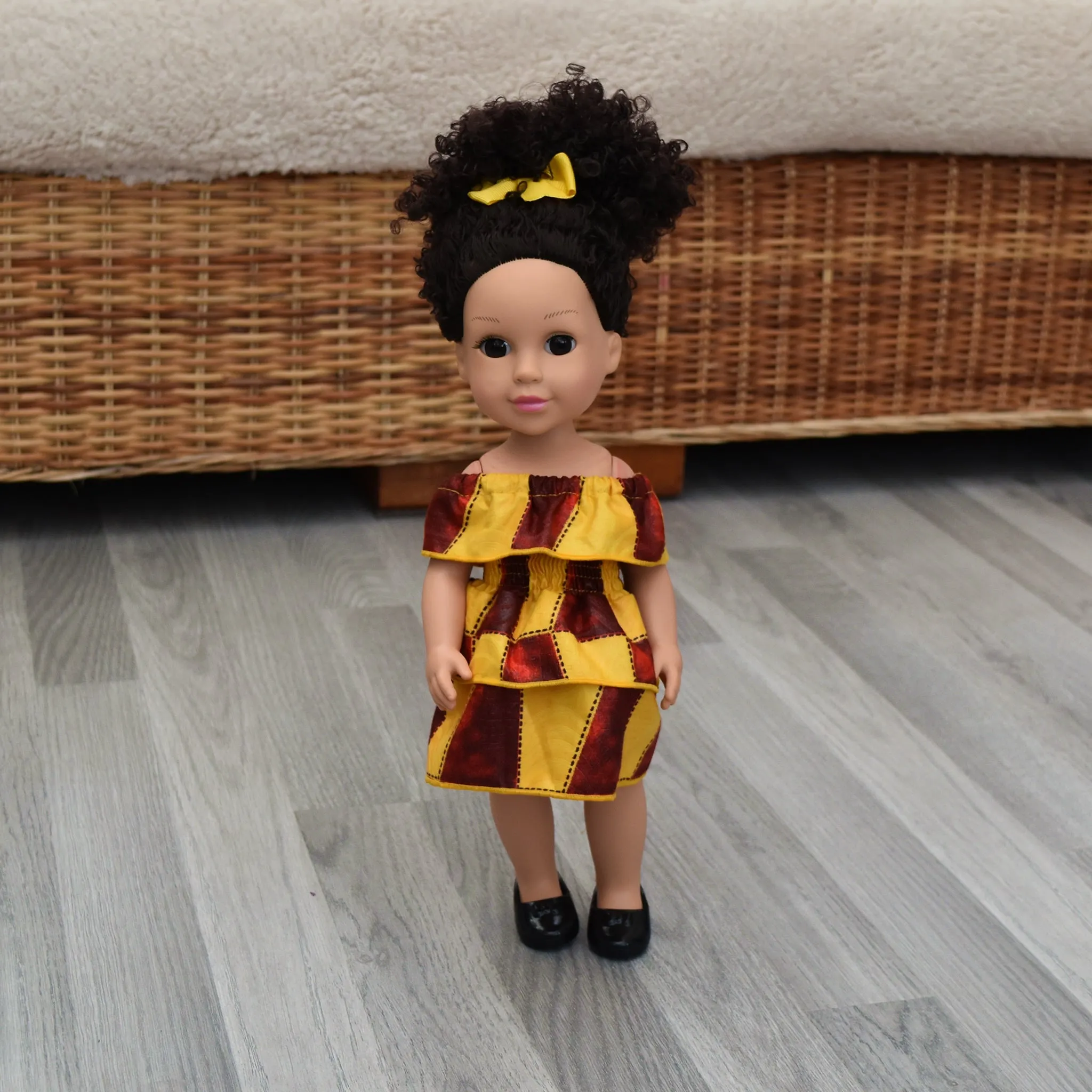 Black Doll - Afro Hair doll - Mix Race Doll - Afro Doll Ankara Doll Dress 9