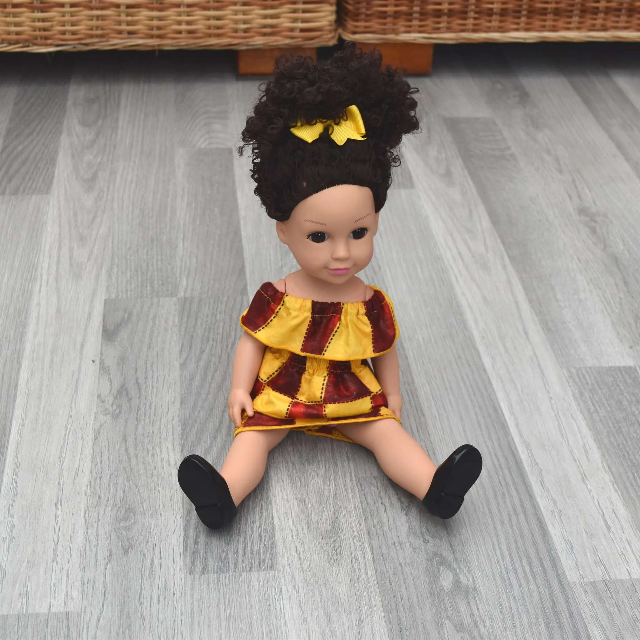 Black Doll - Afro Hair doll - Mix Race Doll - Afro Doll Ankara Doll Dress 9