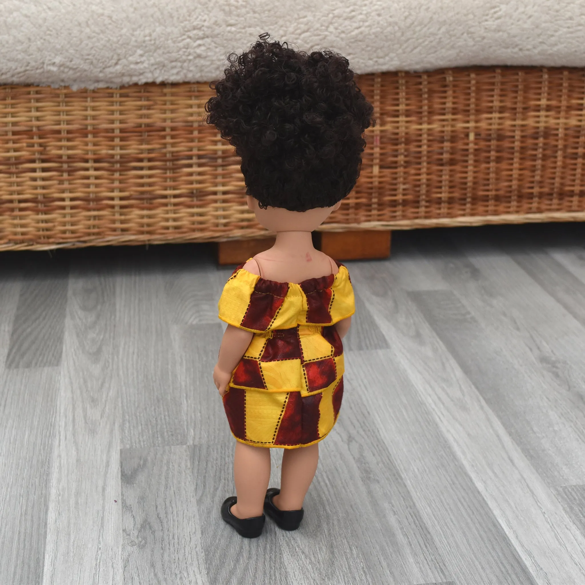 Black Doll - Afro Hair doll - Mix Race Doll - Afro Doll Ankara Doll Dress 9