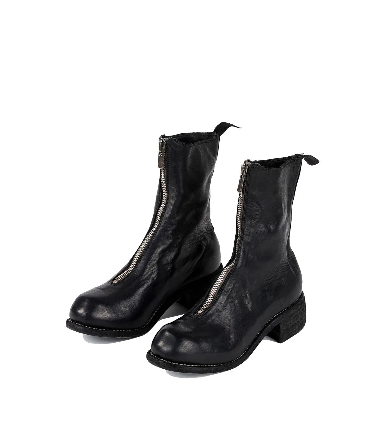 Black Horse Frontal Zip Boots