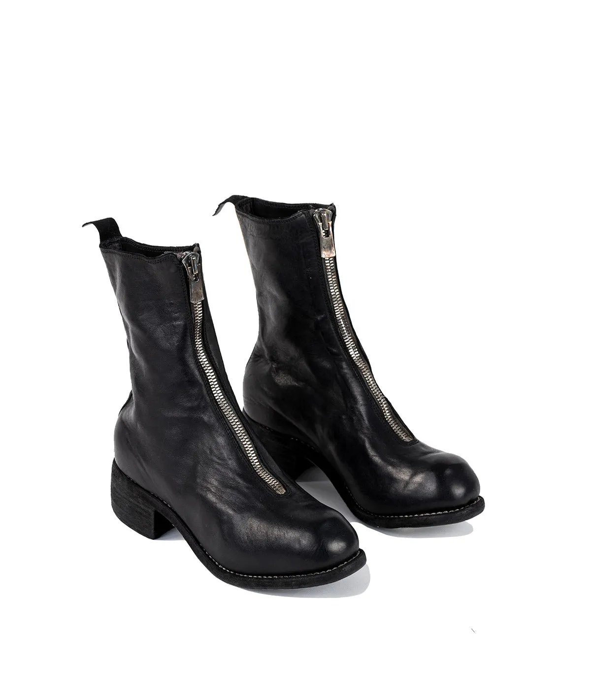 Black Horse Frontal Zip Boots