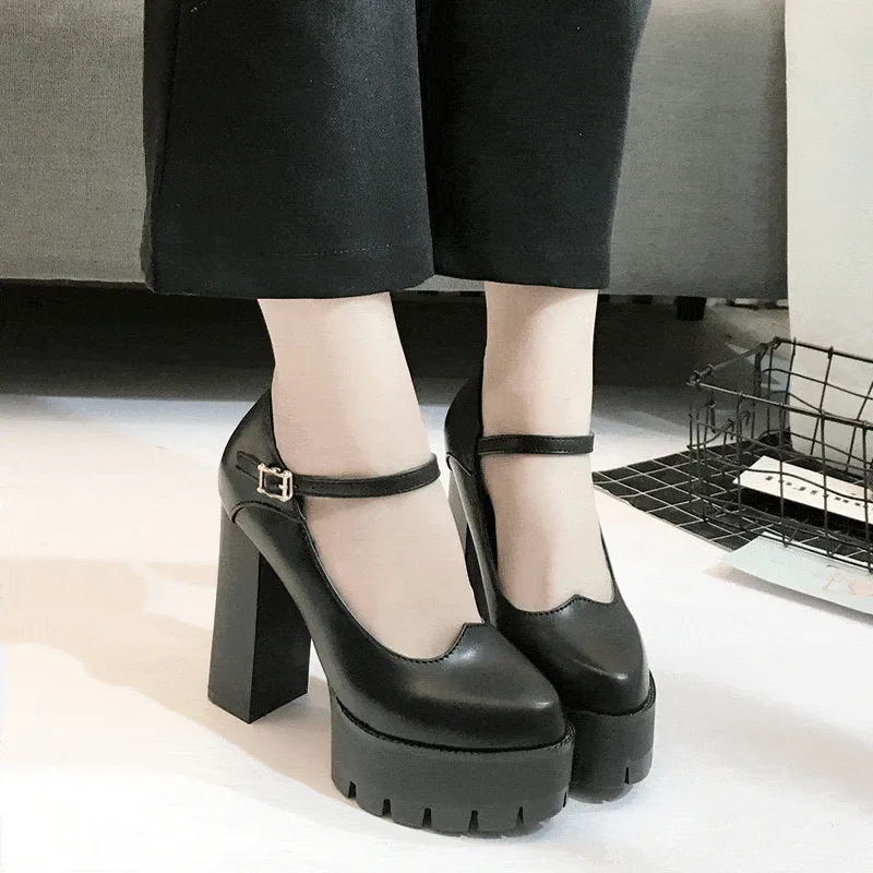 Black lolita Strap High Heels Shoes SD00229