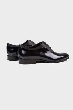 Black Patent Leather Lace-Up Oxford Tuxedo Shoes