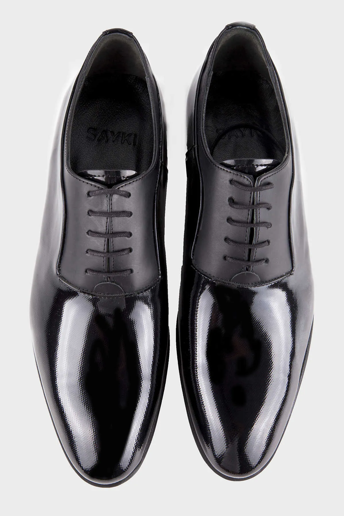 Black Patent Leather Lace-Up Oxford Tuxedo Shoes