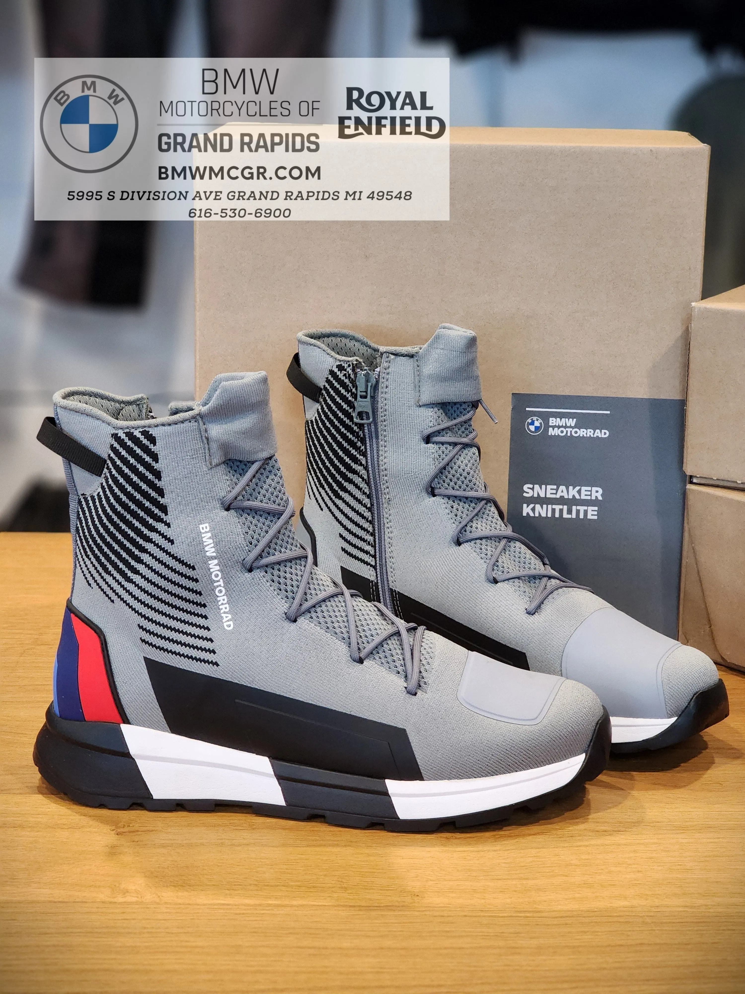 BMW MOTORRAD KNIT RACE SNEAKERS 2024 VIBRAM SOLES, GRAY