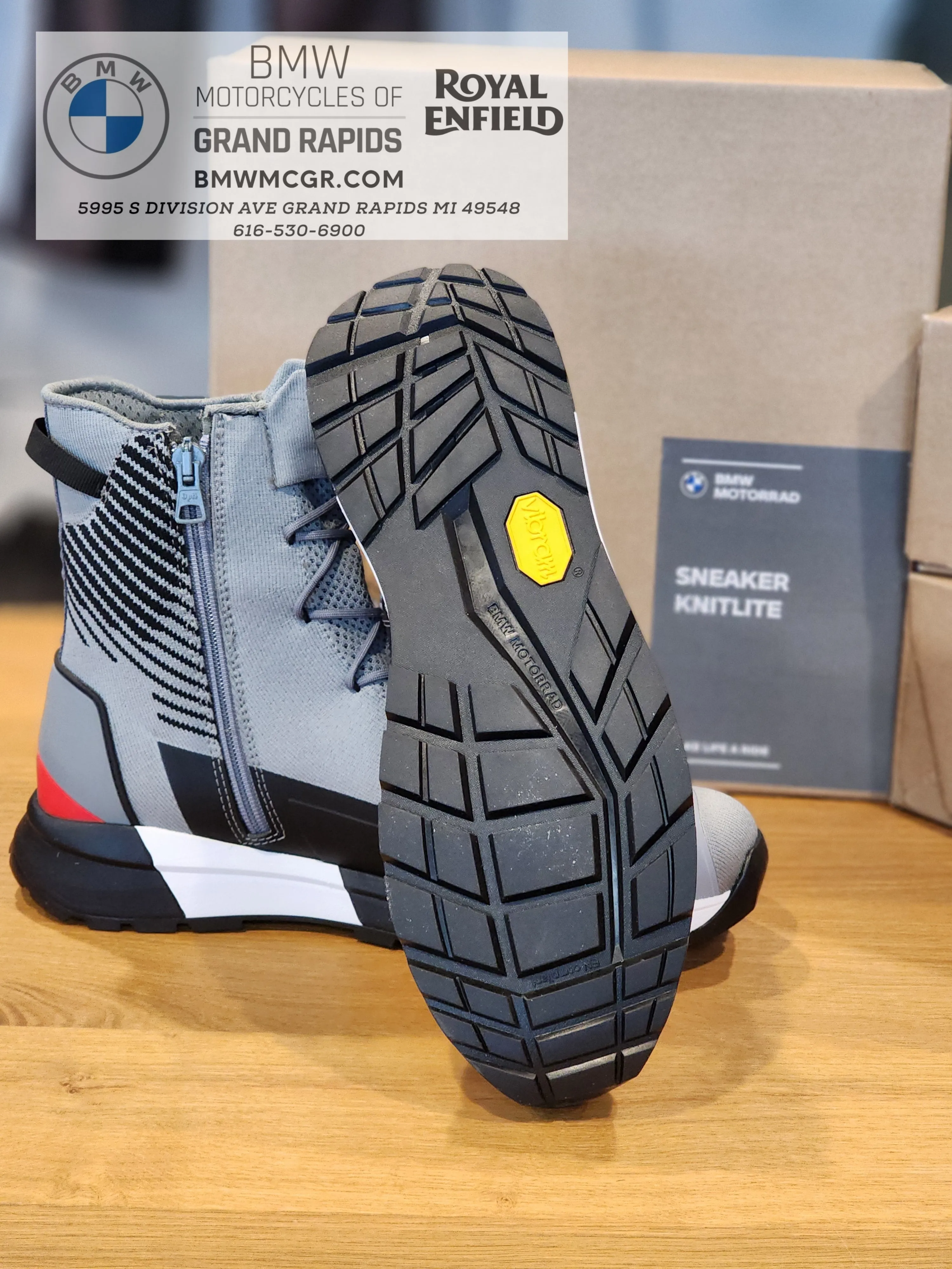 BMW MOTORRAD KNIT RACE SNEAKERS 2024 VIBRAM SOLES, GRAY