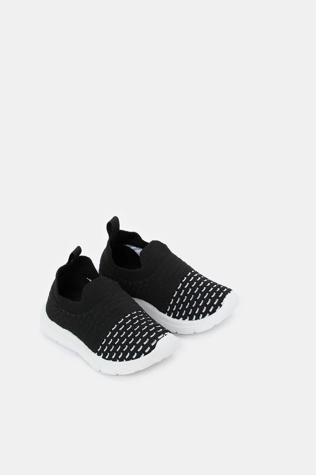 Boys Black Fly-Knit Pump