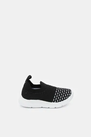 Boys Black Fly-Knit Pump