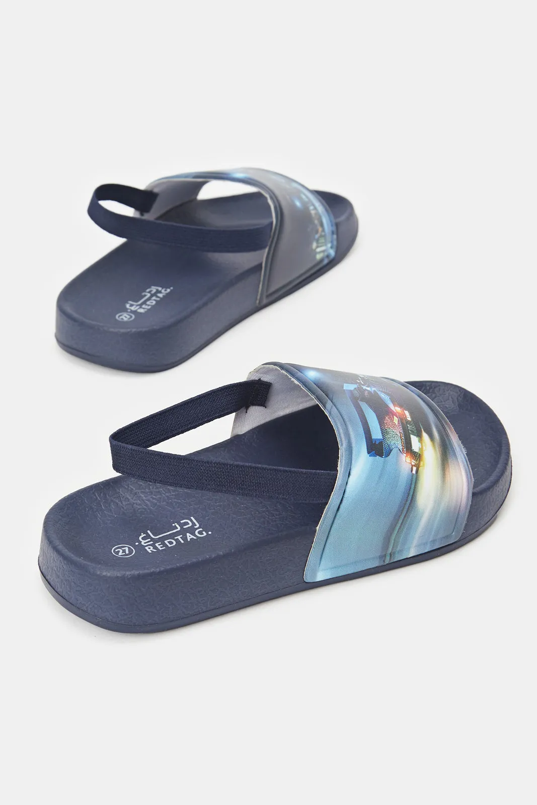 Boys Navy Printed Slide