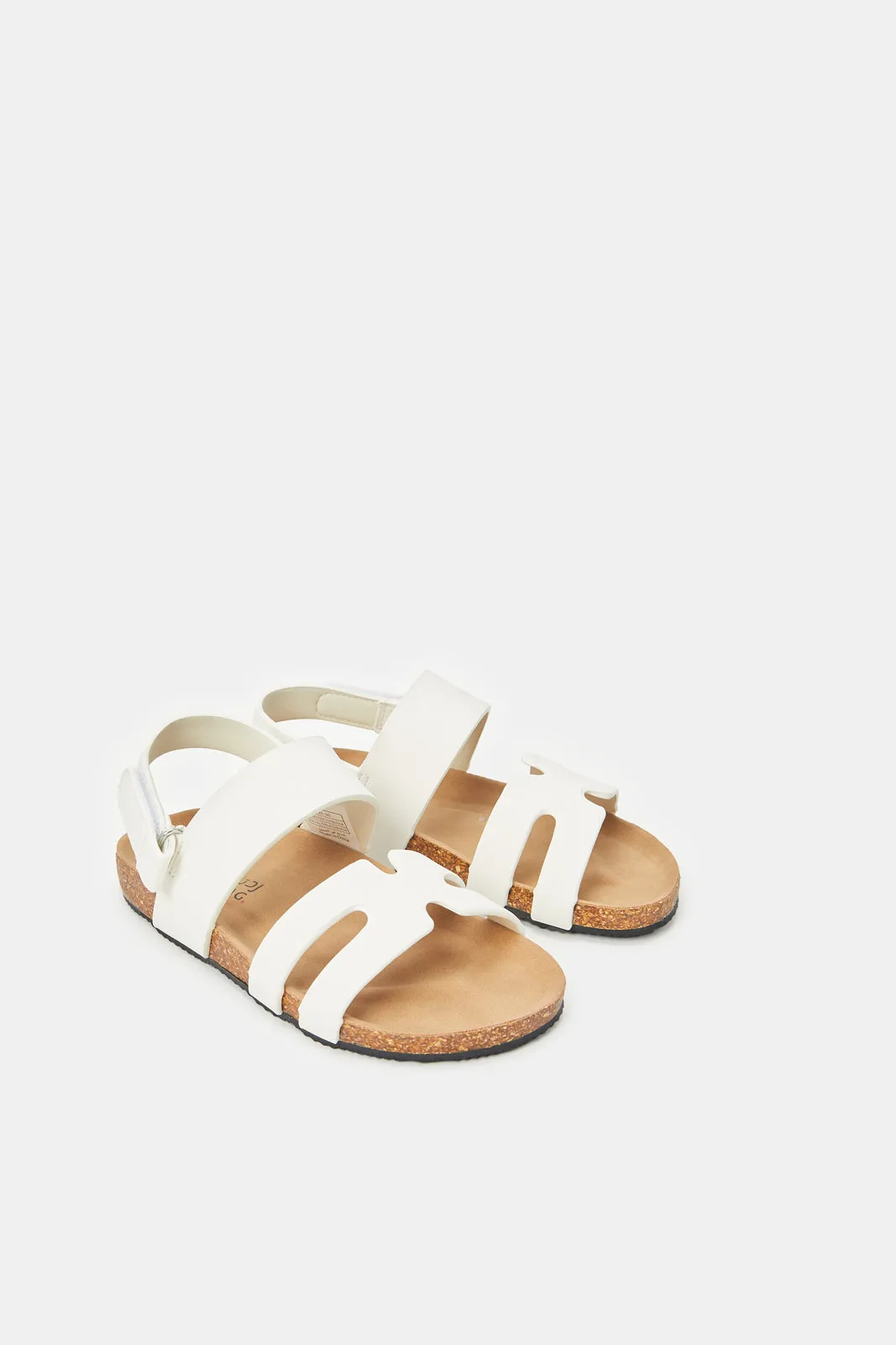 Boys White H Strap Sandal With Backstrap