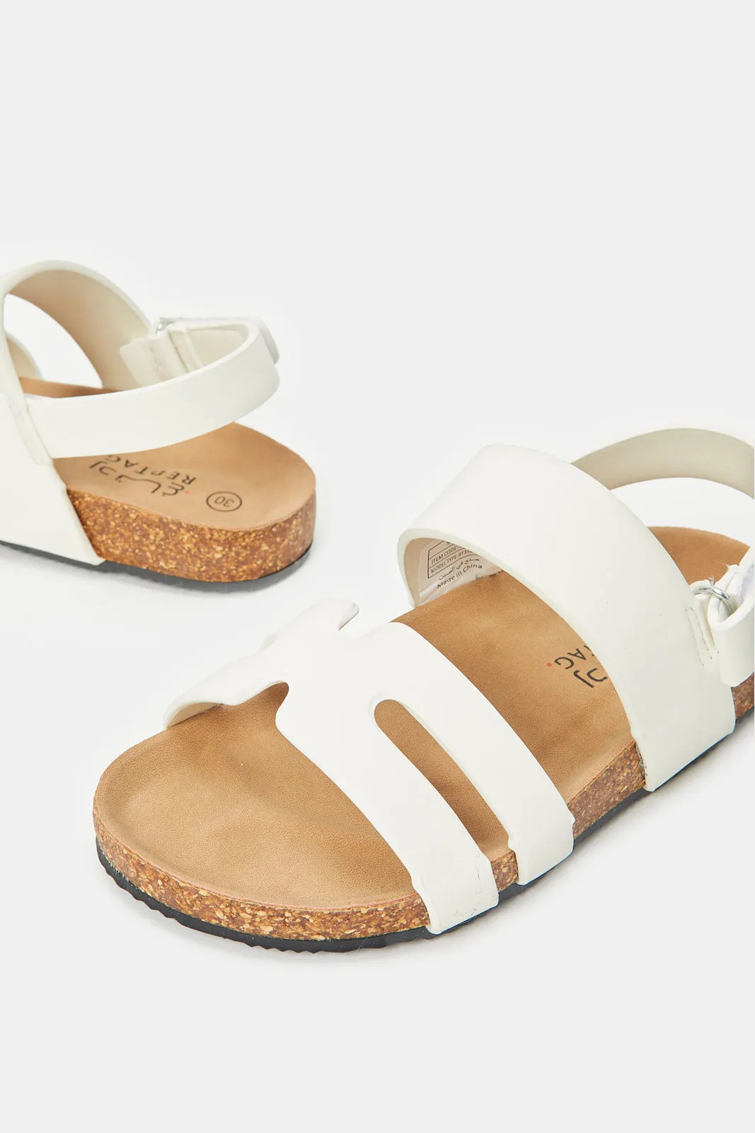 Boys White H Strap Sandal With Backstrap