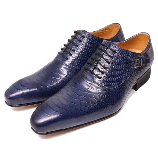 Burgundy Serpent Lace-Up Oxford Dress Shoes