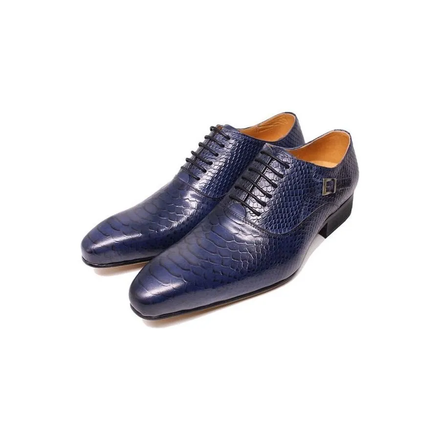 Burgundy Serpent Lace-Up Oxford Dress Shoes