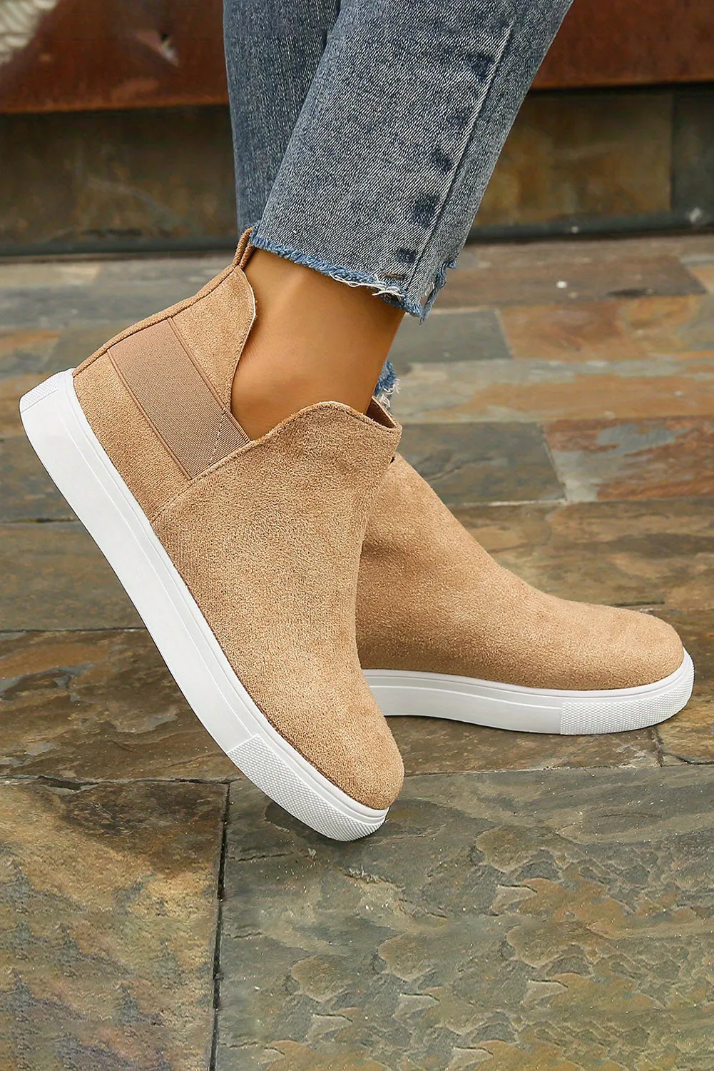 Camel High Top Slip-on Casual Sneakers