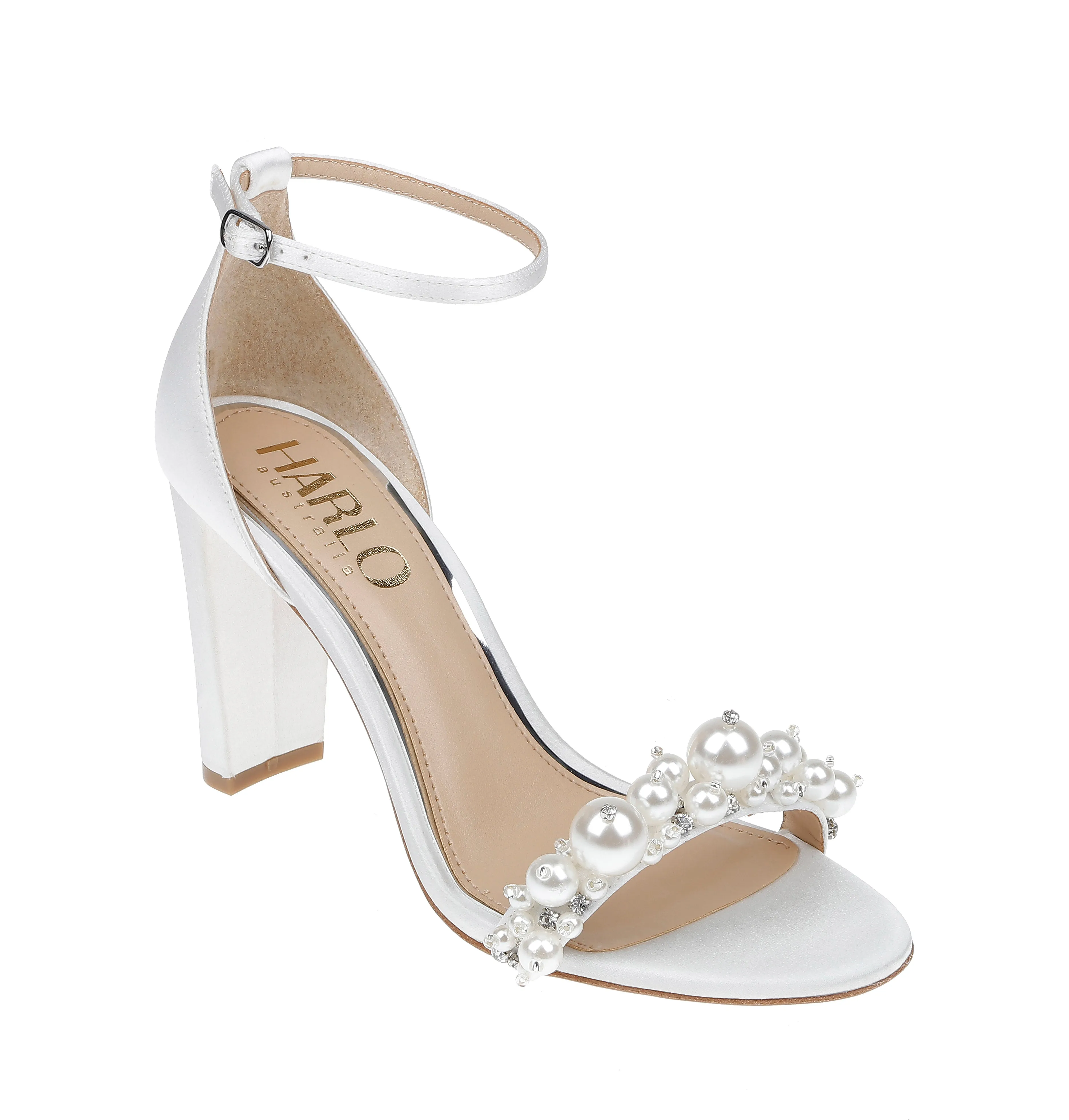 Charlotte, White Statement Pearl Block Heel