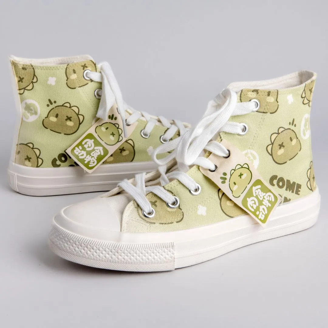 Cheerful Dinosaur High Top Canvas Shoes - Unisex