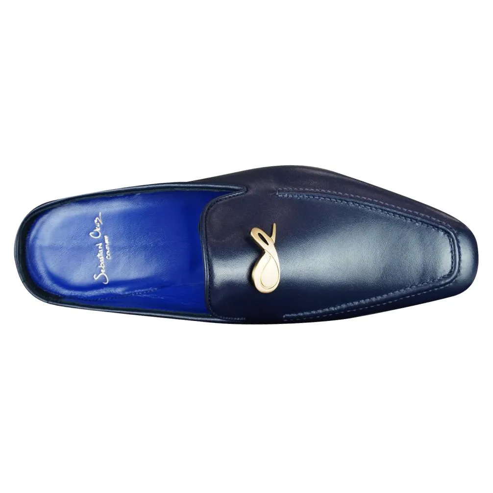 Classica Blu Mezzanotte With Yellow Gold Hardware Leather Slipper