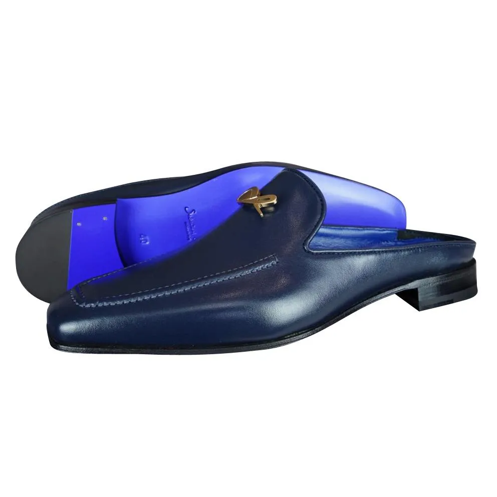 Classica Blu Mezzanotte With Yellow Gold Hardware Leather Slipper