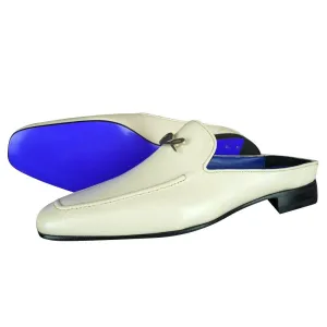 Classica Mascarpone With Silver Hardware Leather Slippers