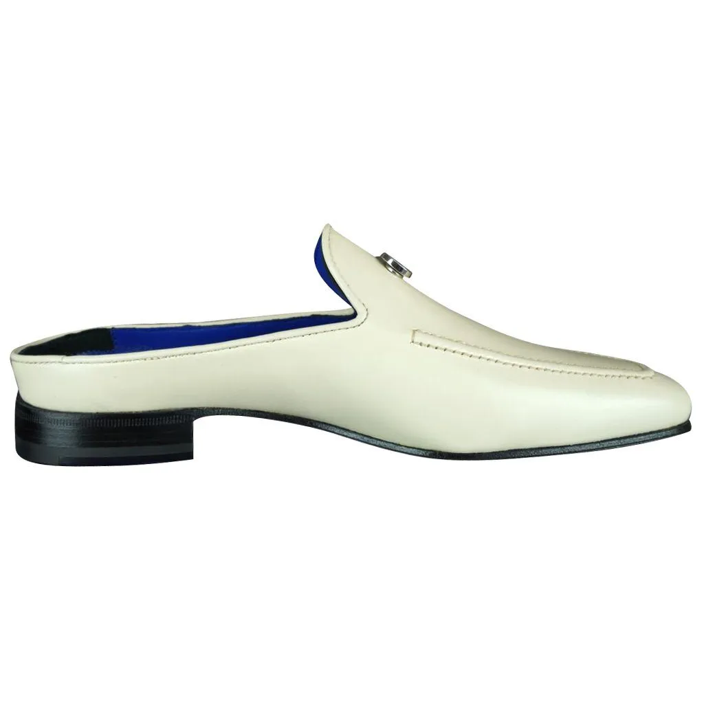 Classica Mascarpone With Silver Hardware Leather Slippers