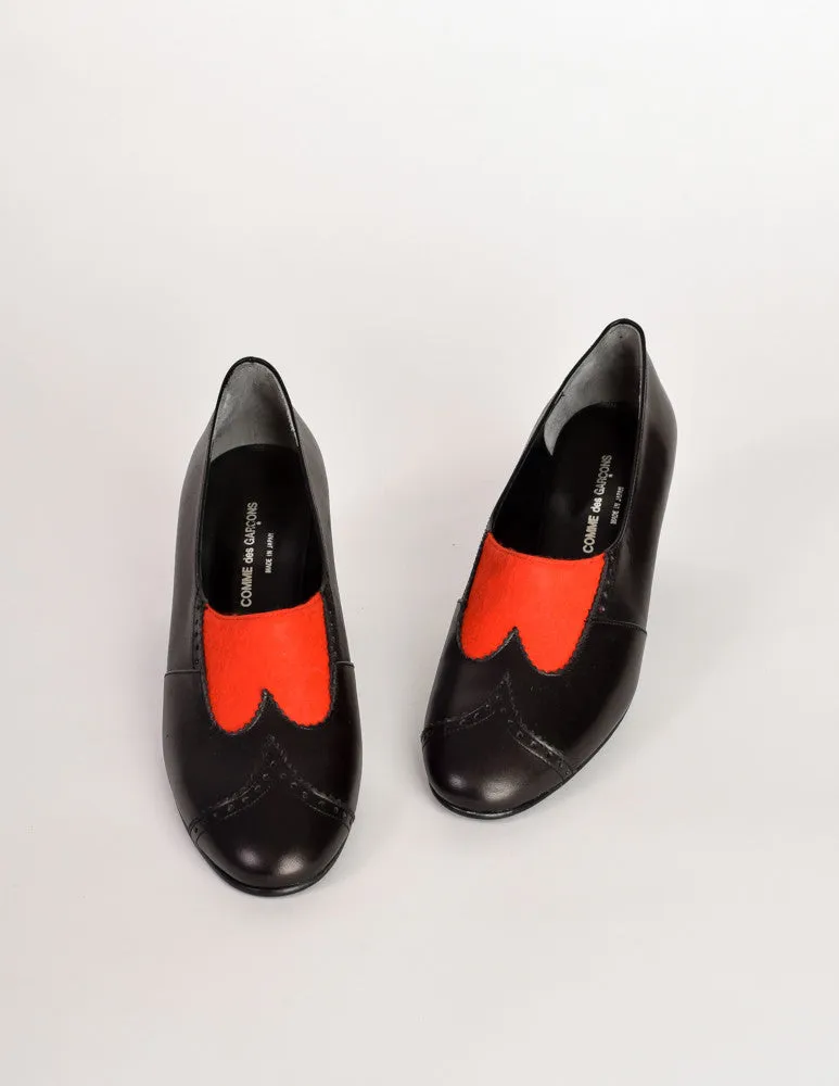 Comme des Garcons Vintage Black & Red Heeled Brogue Shoes