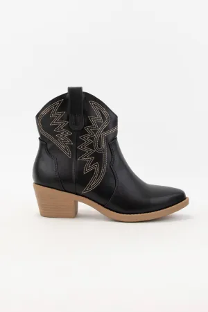 Contrast Stitching Western Bootie