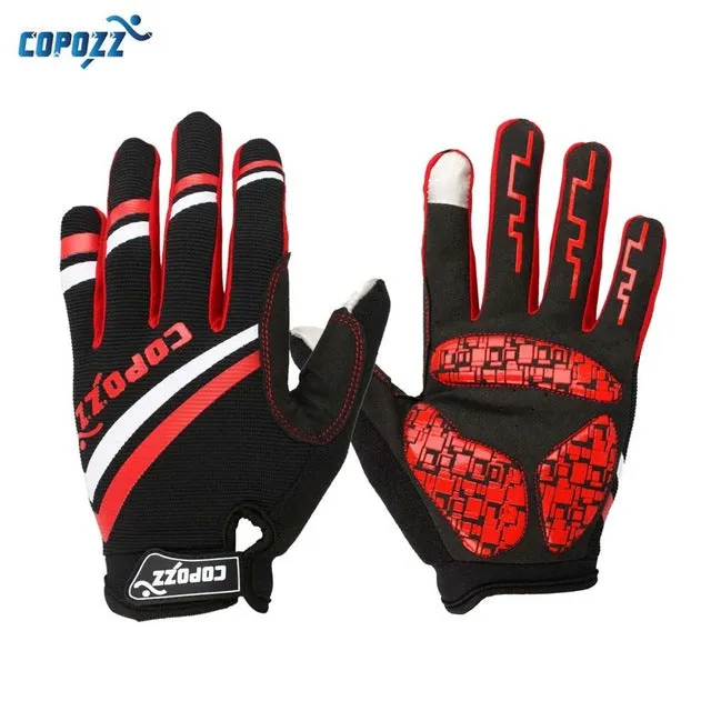 Copozz Brand New Gel Full Finger touch screen bike cycling gloves anti-skip shockproof breathable bicycle MTB sports gloves